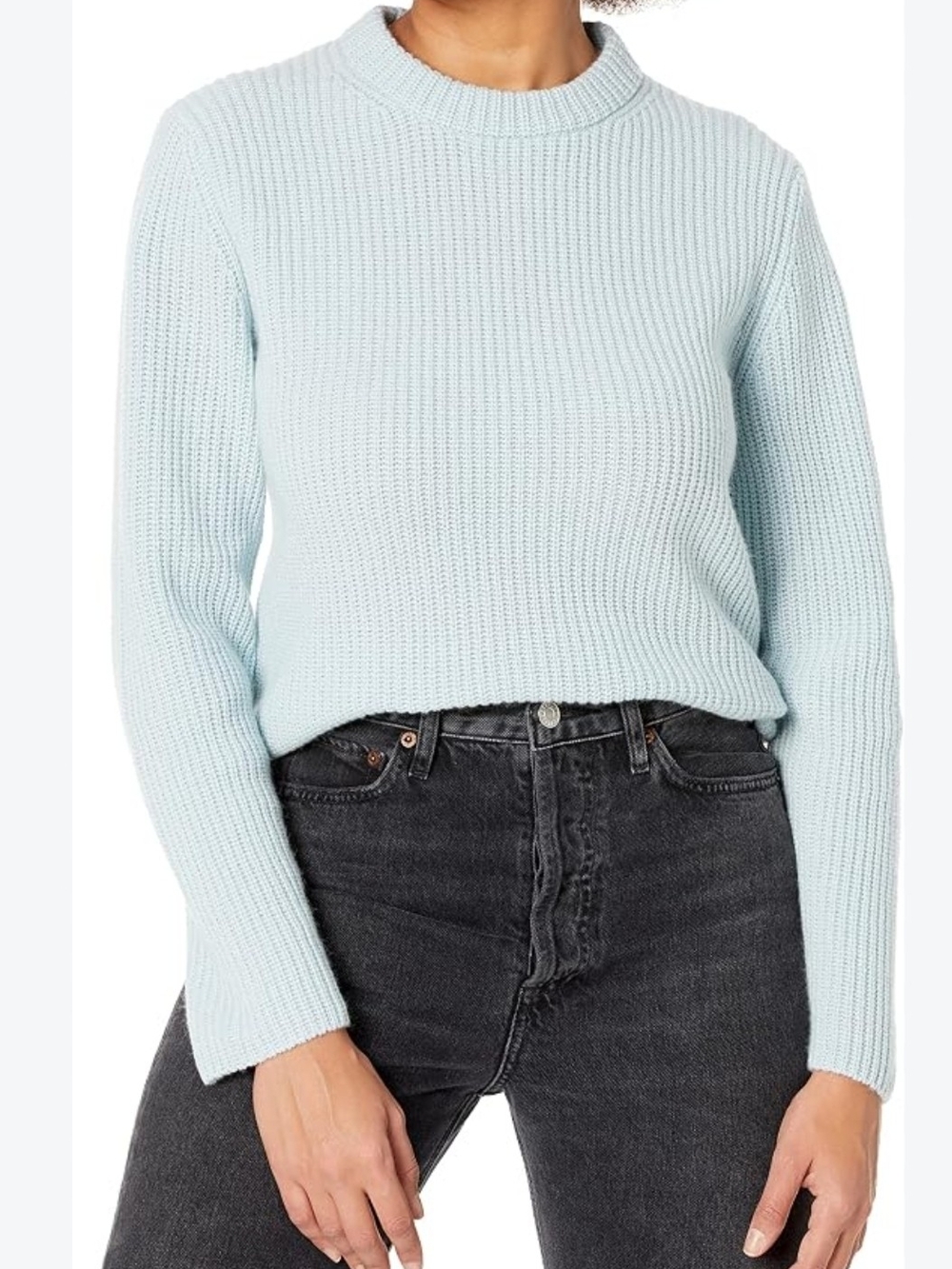 Vince Pale Blue Ribbed Crewneck Sweater